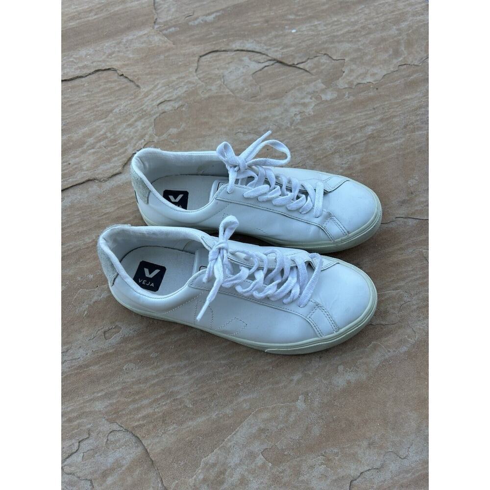 Veja Esplar Shoes Women's 7 Extra White Leather Lace Up Low Top Casual Sneakers